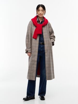 Check Belted Mac Coat