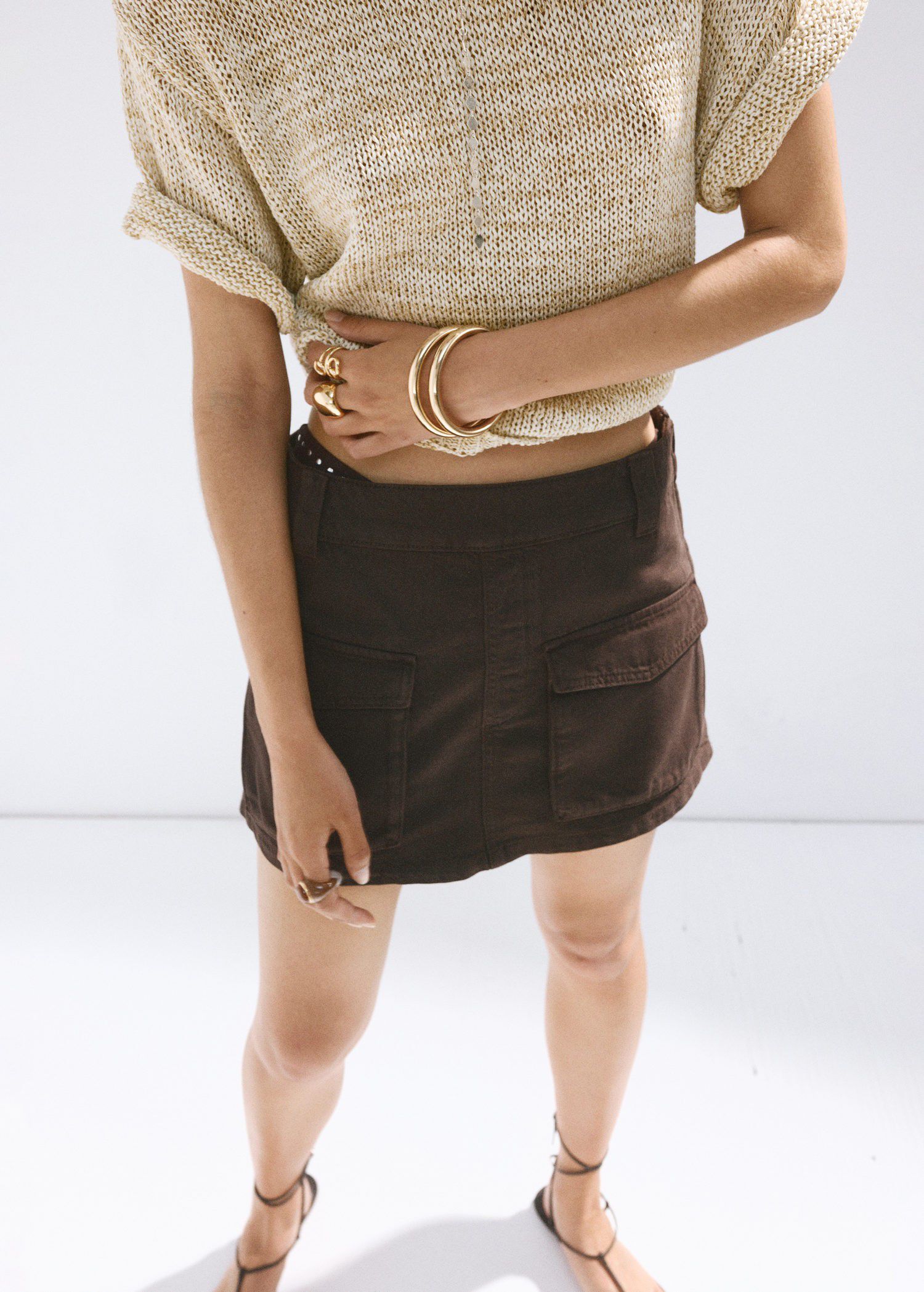 Cargo denim culottes