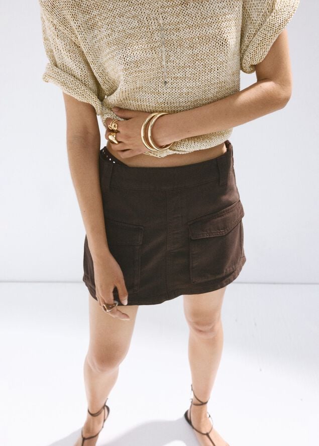 Cargo denim culottes
