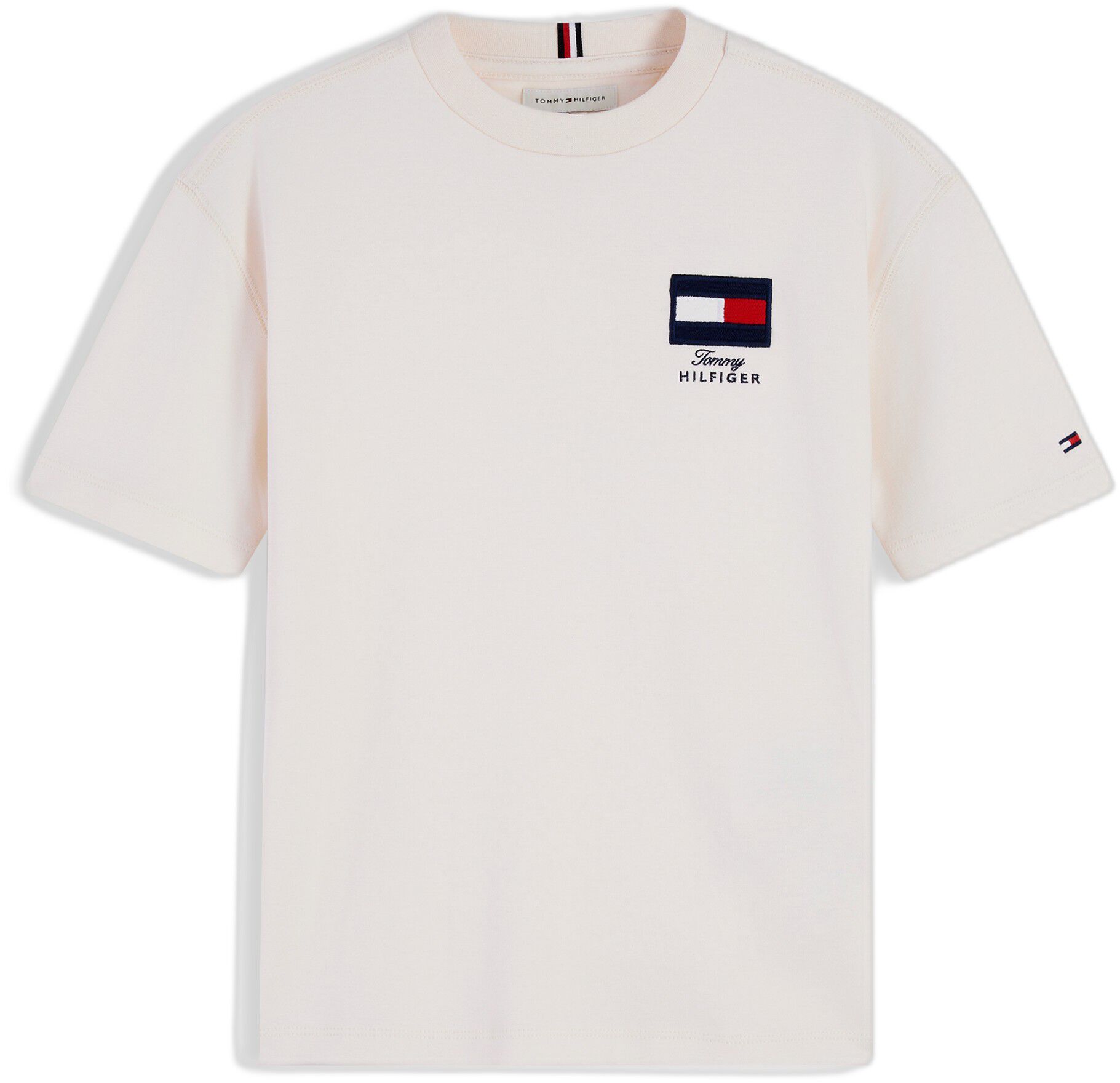 Flag Logo Embroidery Crew Neck T-Shirt