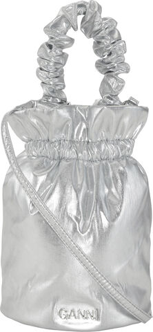 Silver kuvertväska med knutet topphandtag