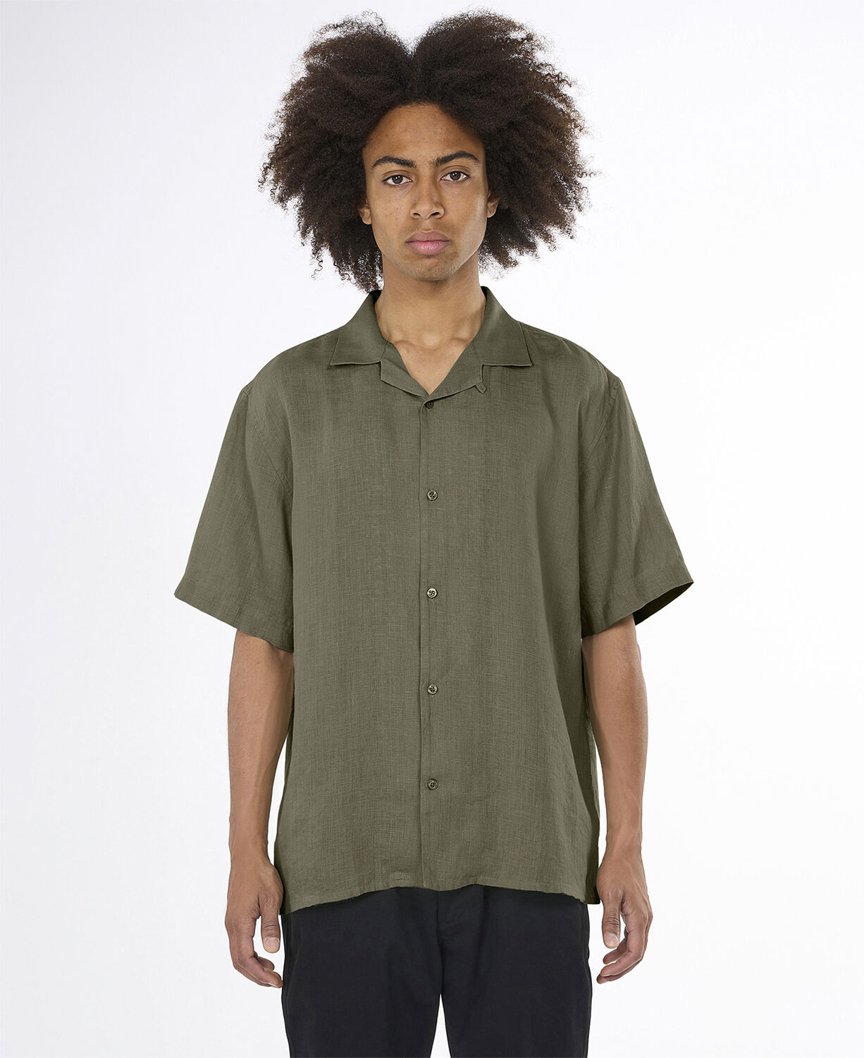 Box fit short sleeved linen shirt GOTS/Vegan