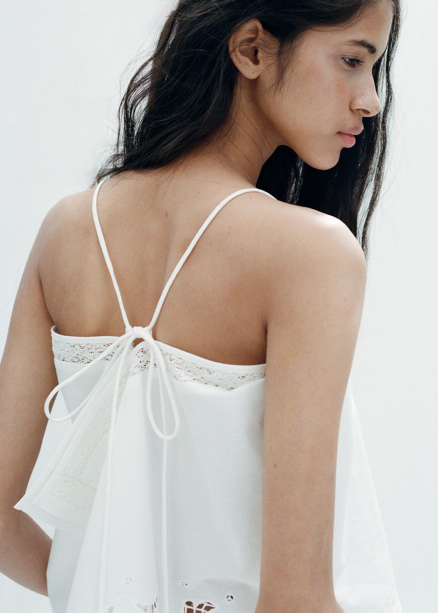 Embroidered top with openwork detai