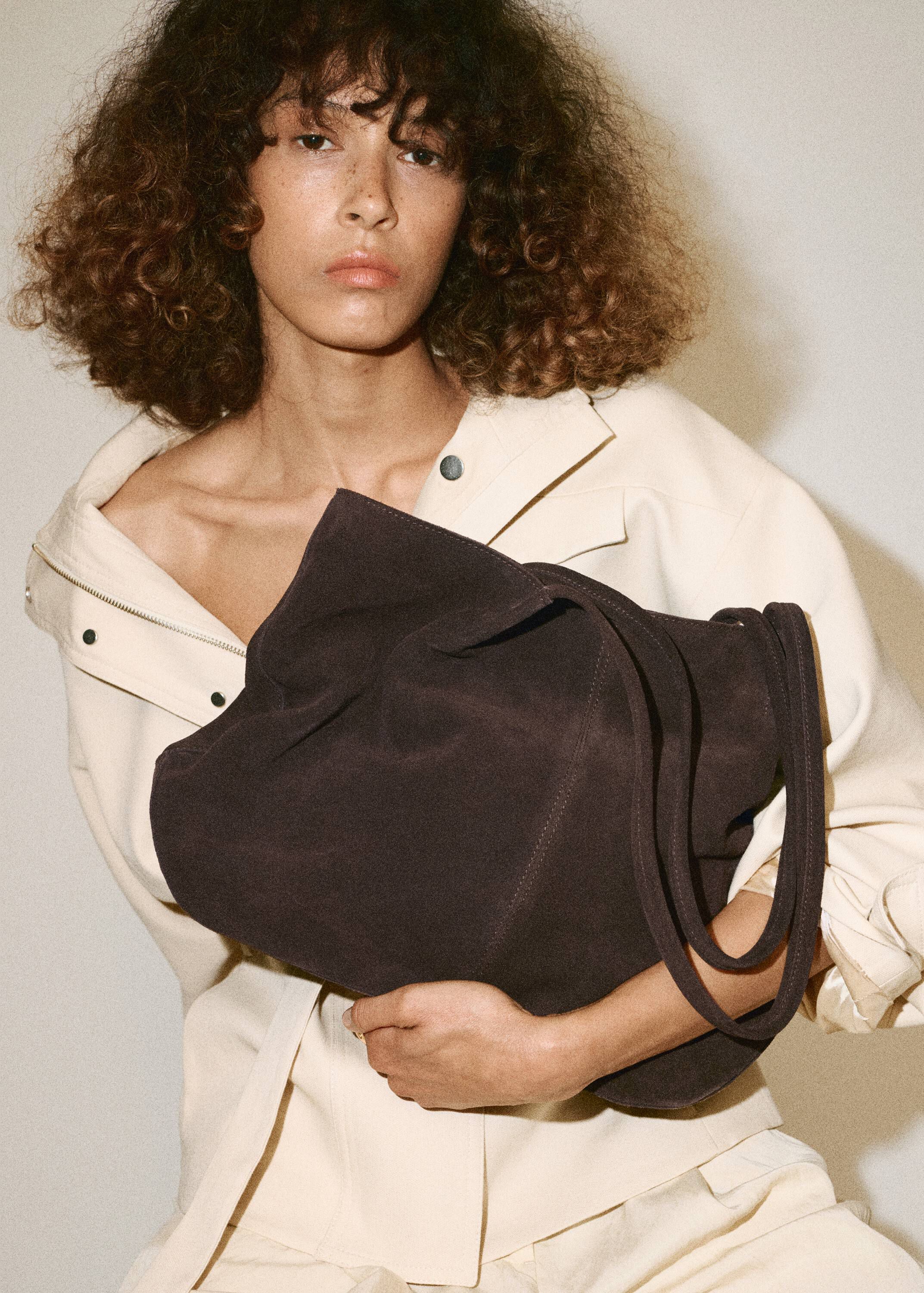 Suede leather shopper bag