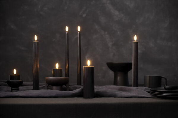 LED slim taper candle, Plain black, Smooth, 2-pack, 2,3x32 c