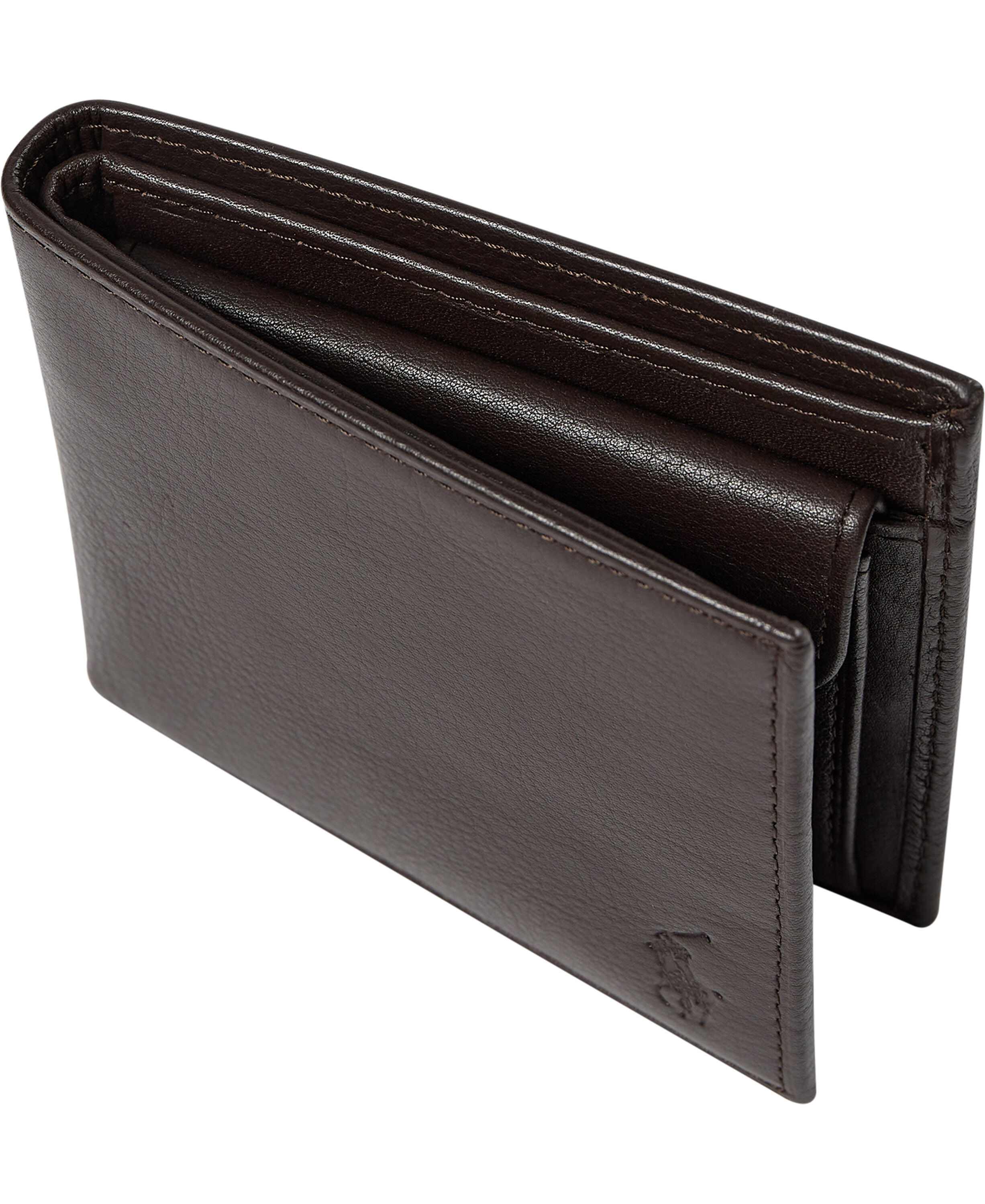 Pebbled Leather Billfold Coin Wallet