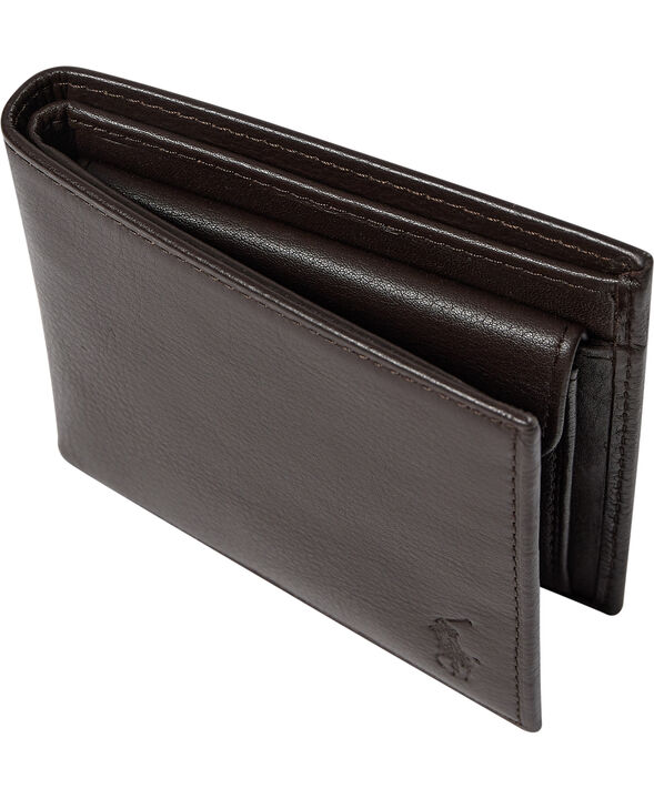 Pebbled Leather Billfold Coin Wallet