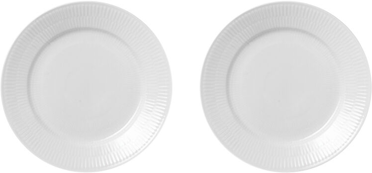 Hvid Riflet 2-pak tallerkner 27 cm