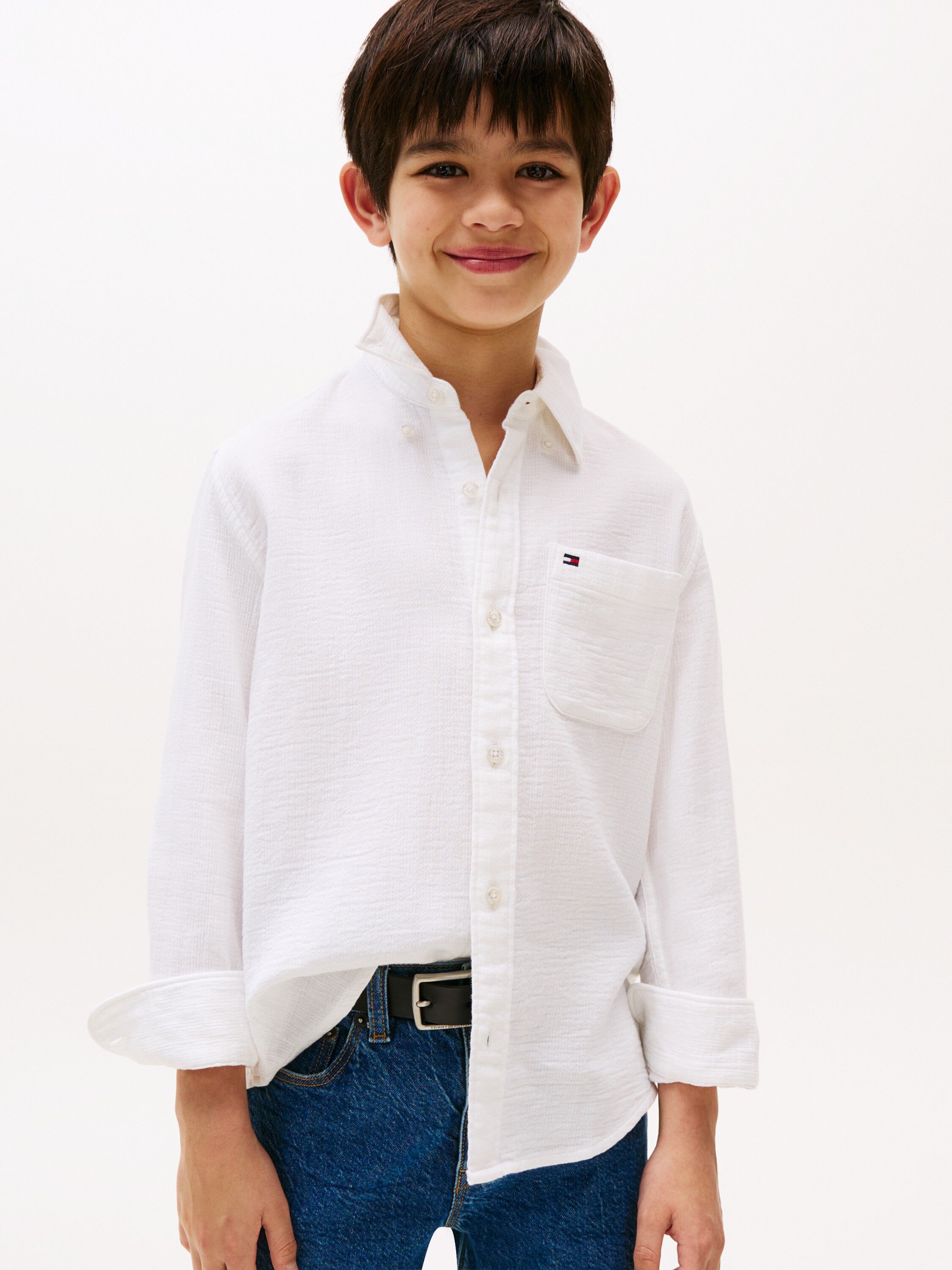 TEXTURED SOLID SHIRT LS