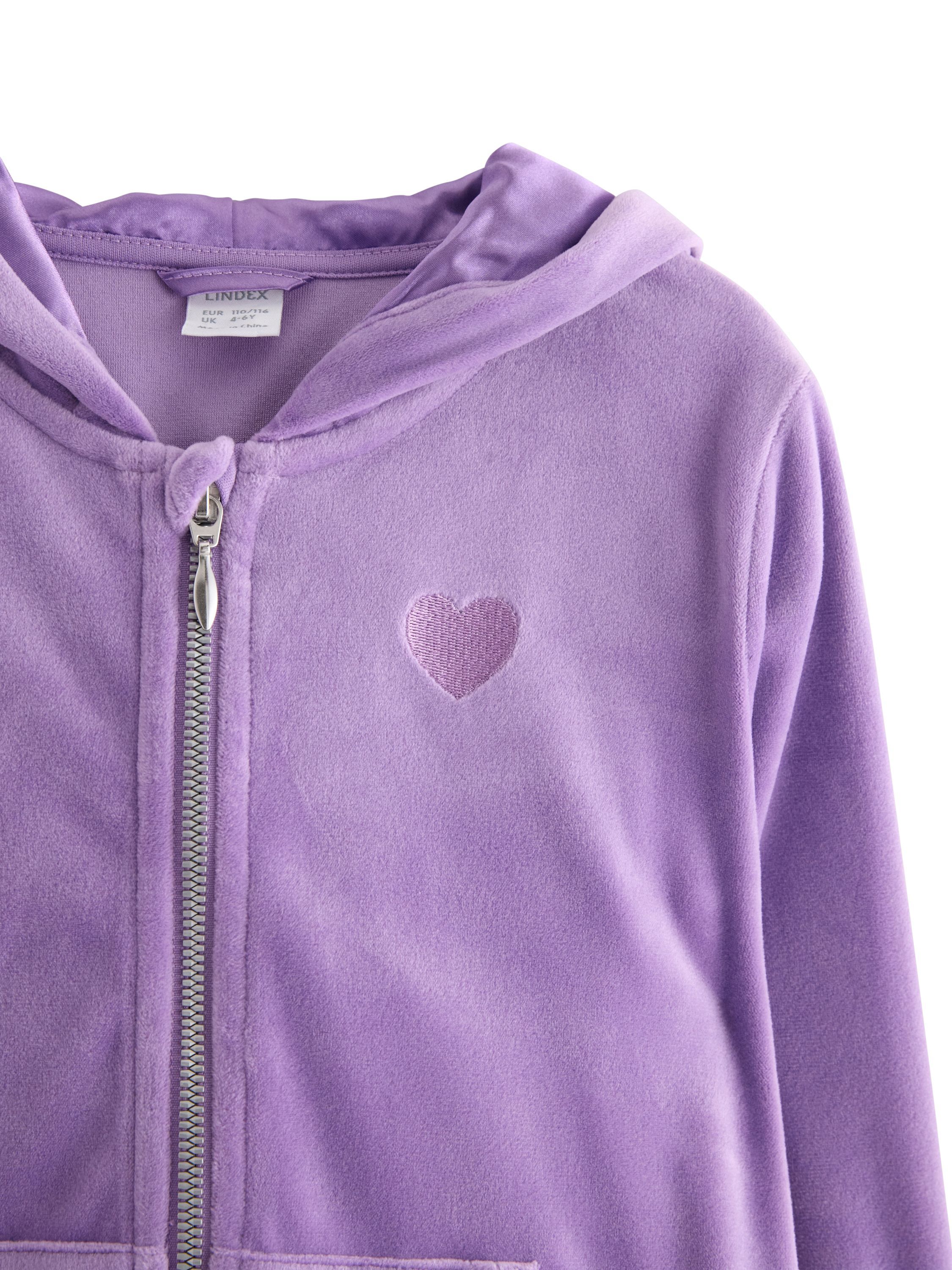 Hoodie i mjuk velour med avslappnad