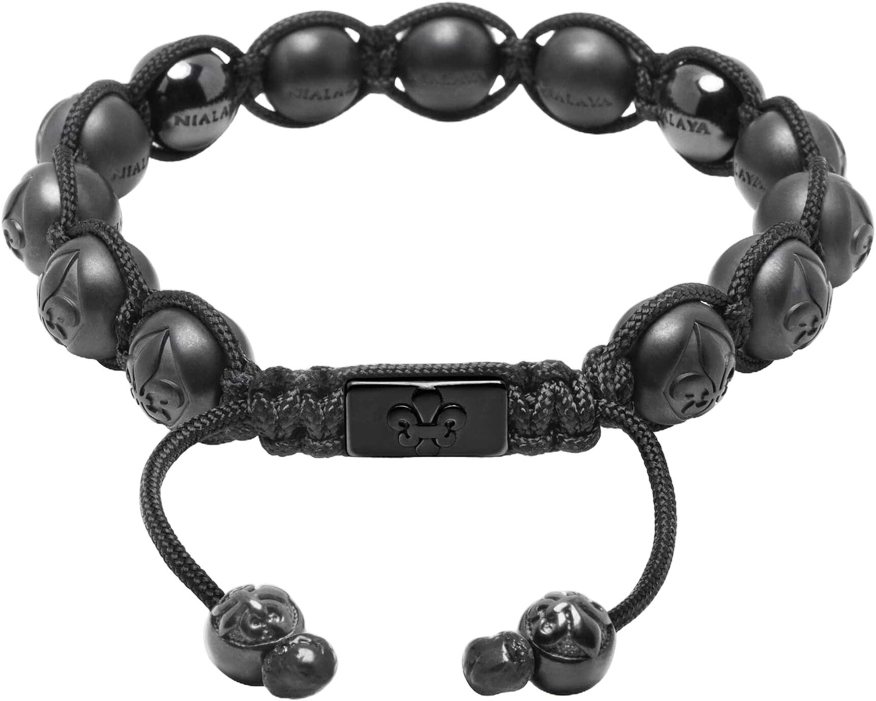 Men's Beaded Bracelet with Matte Black & Glossy Black Ceramic Beads