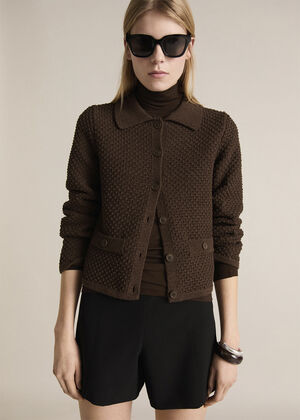 Polo collar knitted jacket