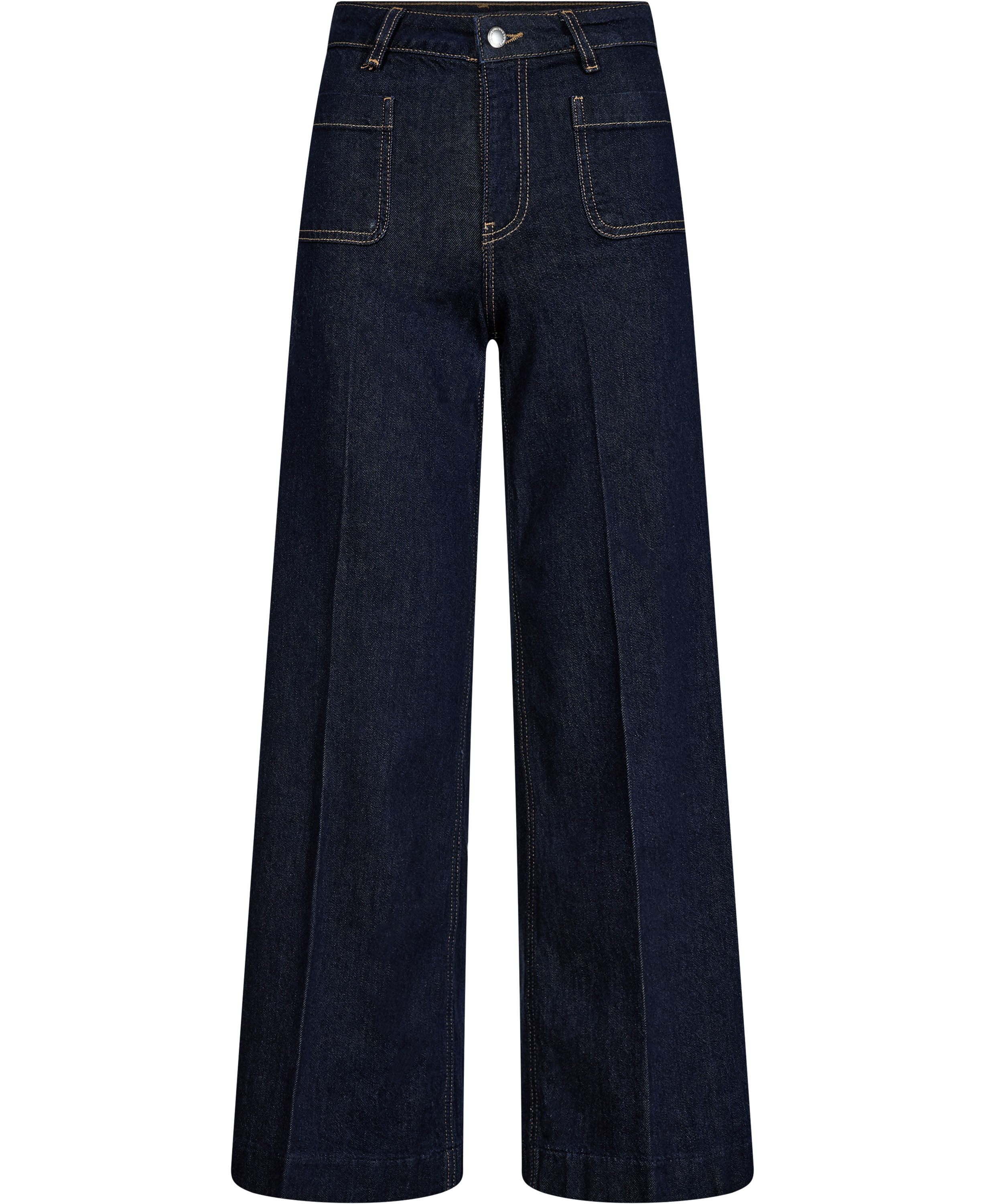 Wide-leg patch pocket jeans