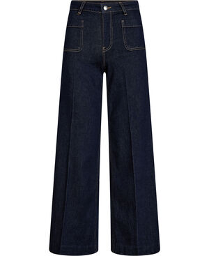 Wide-leg patch pocket jeans