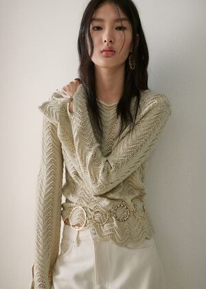 Knitted sweater with openwork detai