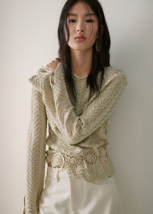 Knitted sweater with openwork detai