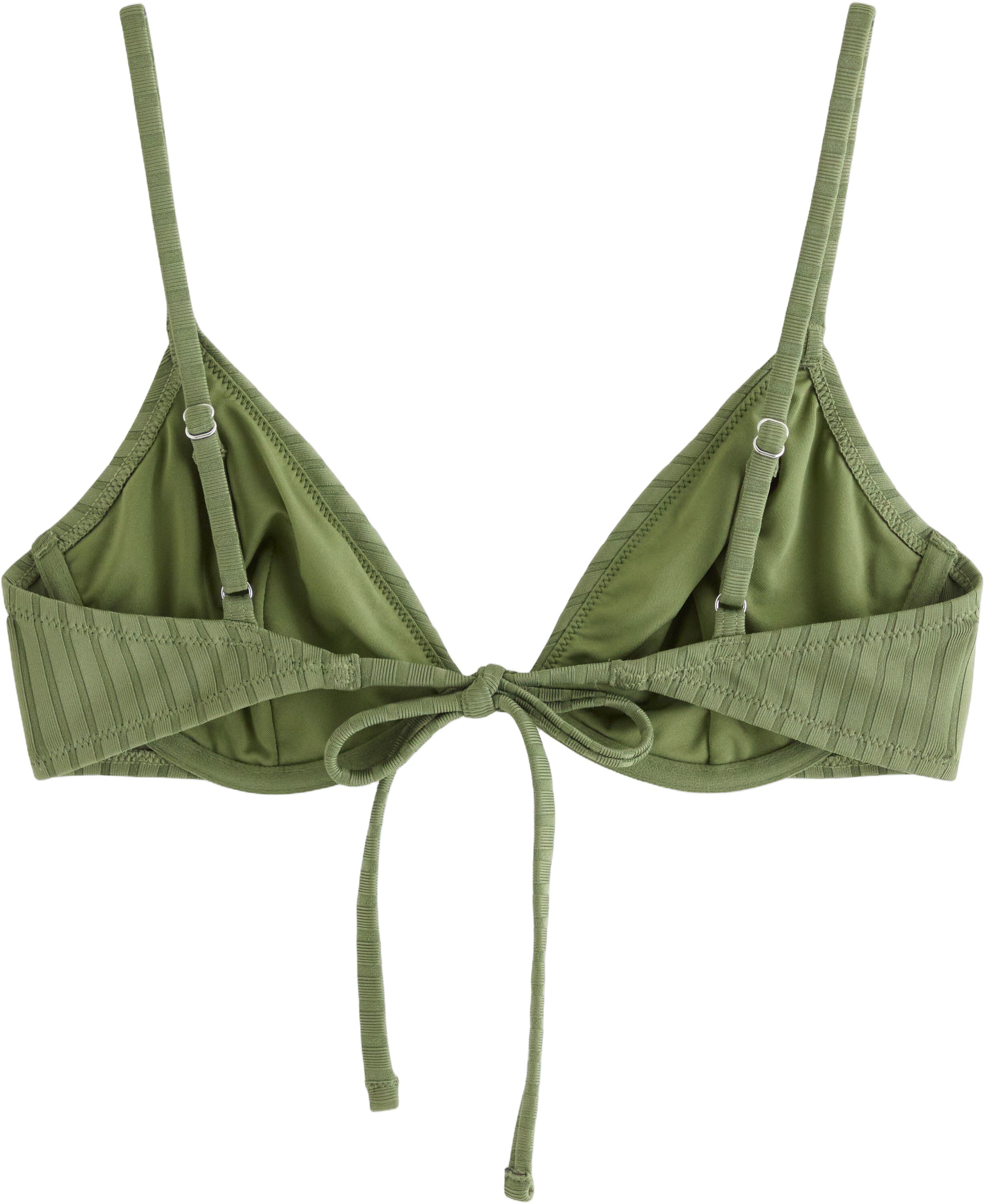 Unpadded bikini bra in ribbed fabri