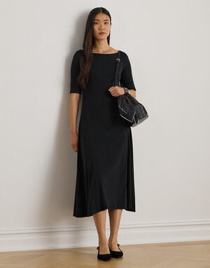 Rib-Knit Stretch Cotton Midi Dress