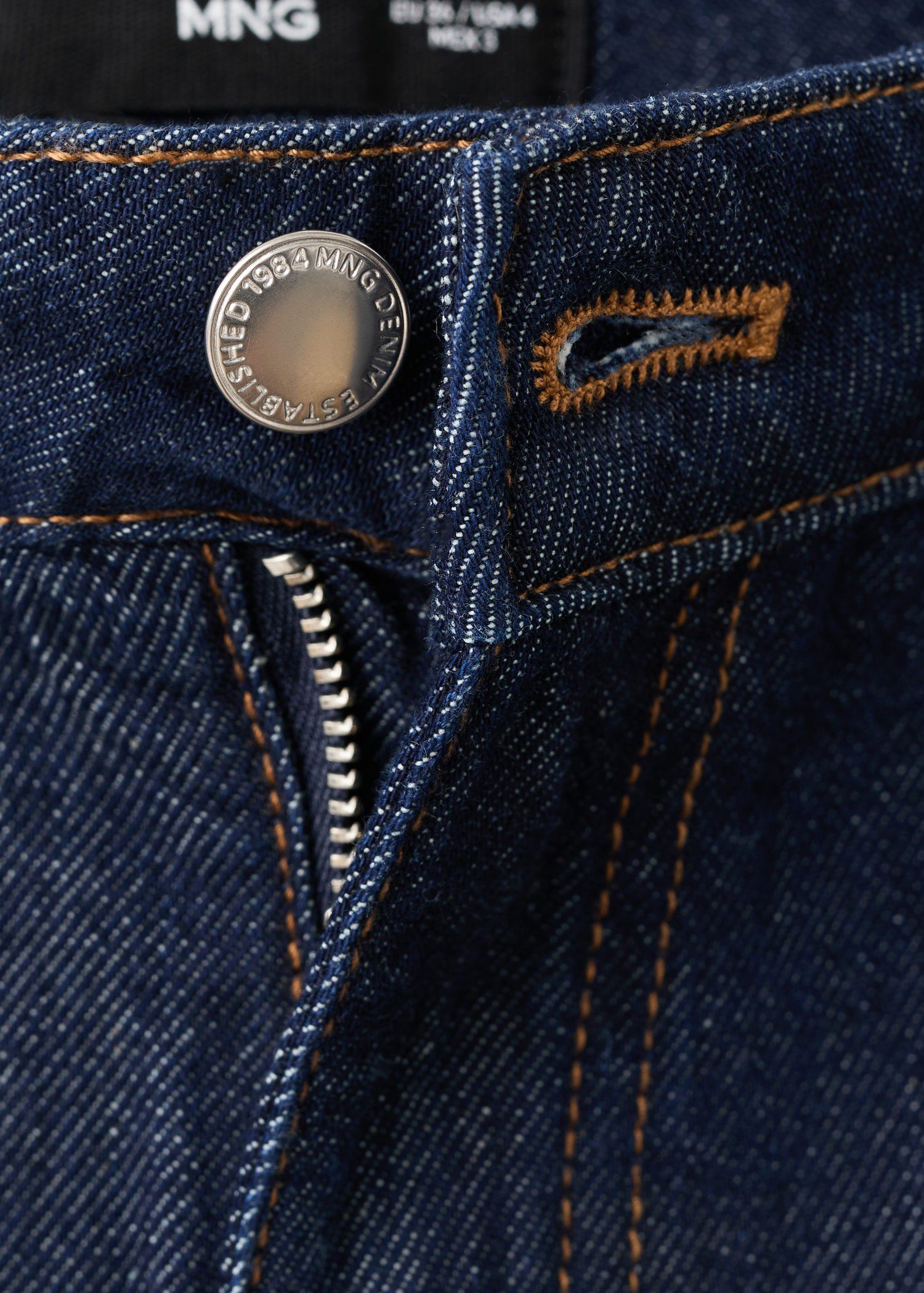 High-waist straight-fit denim short