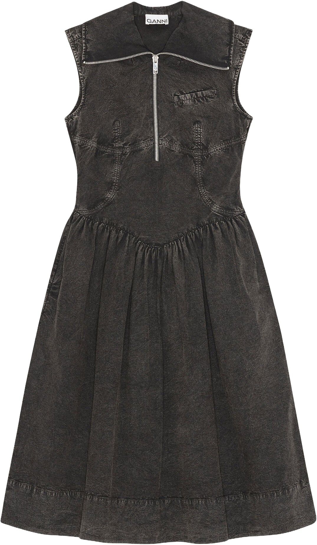 Washed Stretch Cotton Midi Dress