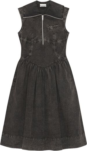 Washed Stretch Cotton Midi Dress