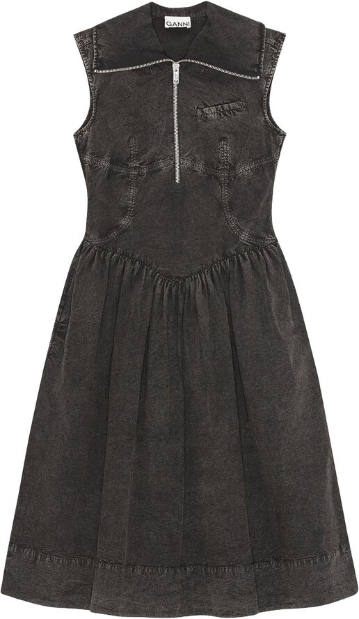 Washed Stretch Cotton Midi Dress