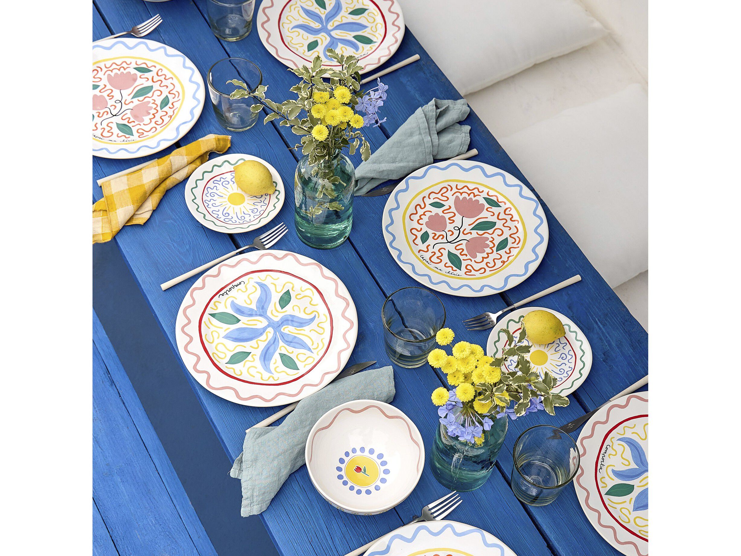 Tallrik flat Bliss 27 cm Rosa/Gul Keramik