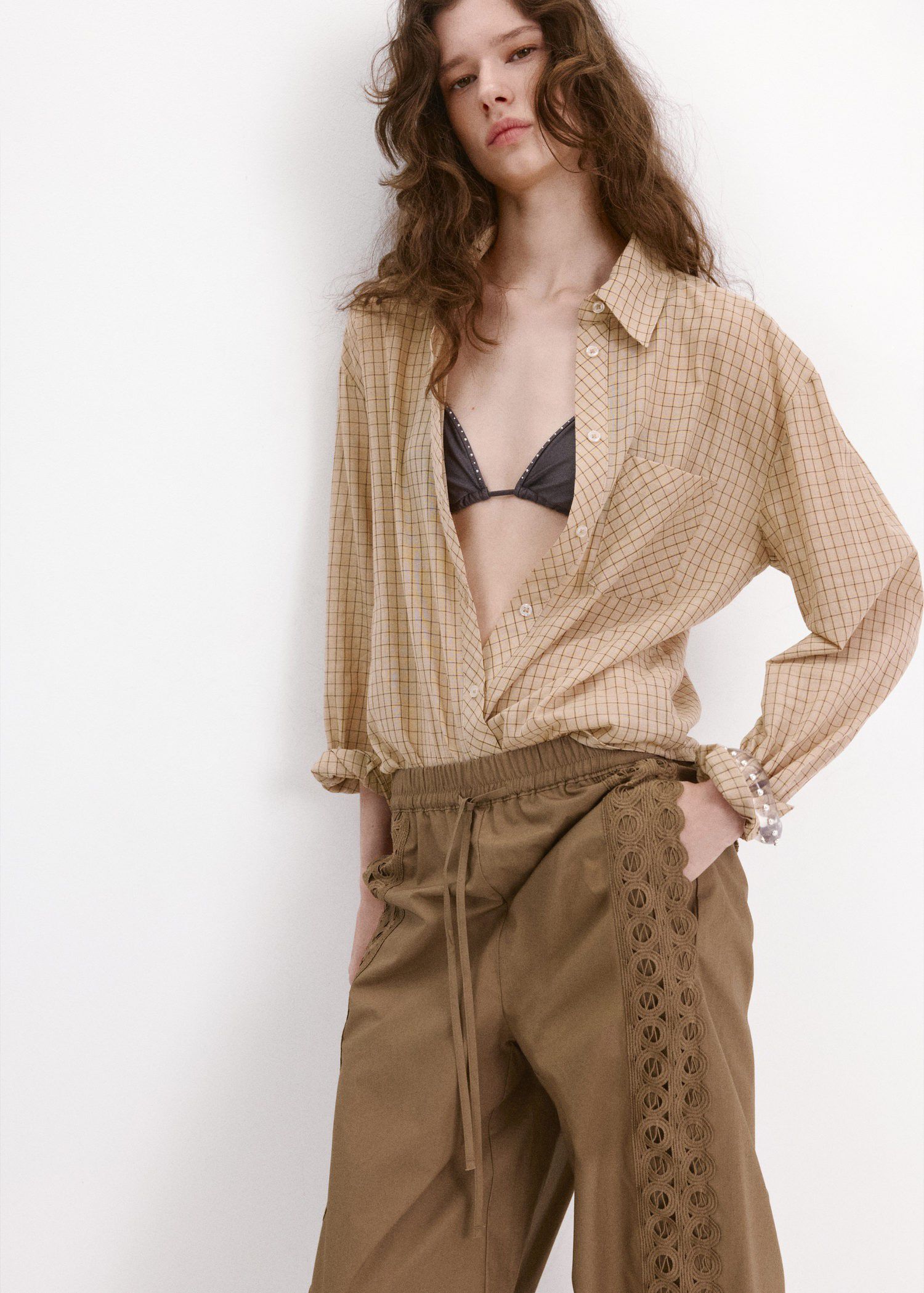 100% cotton trousers with embroider
