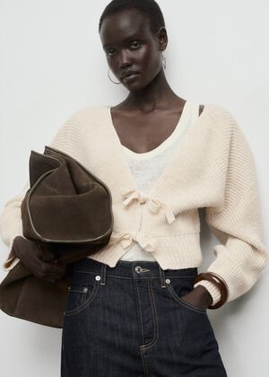 V-neck cardigan with bows