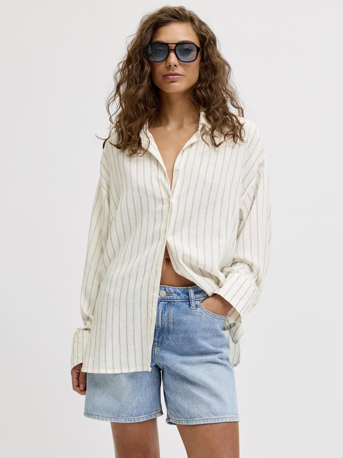 Jxalmira Linen Blend Ls Shirt Wvn Ln