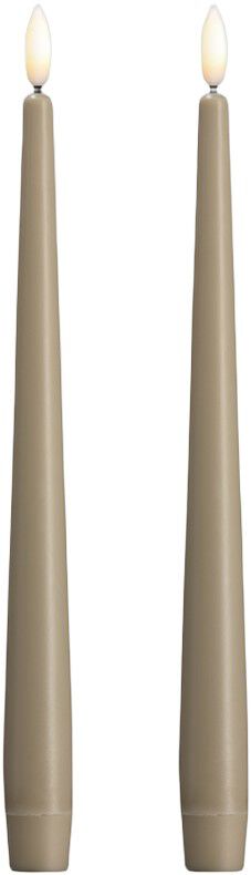 Moods & More - LED taper candle, Silk, Slim, Kit grey, 2-pack, 23x250