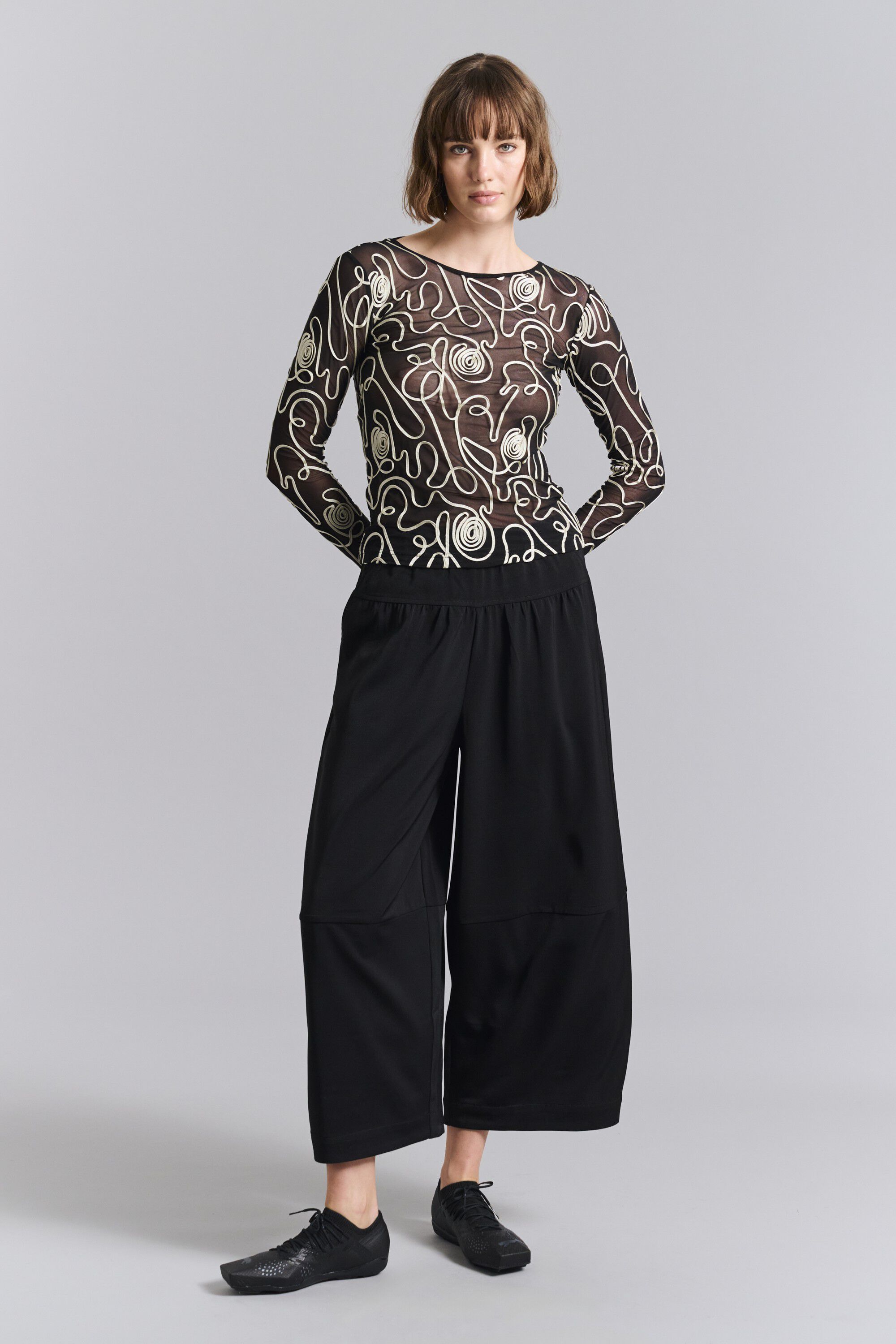 Twirl mesh mesh t-shirt