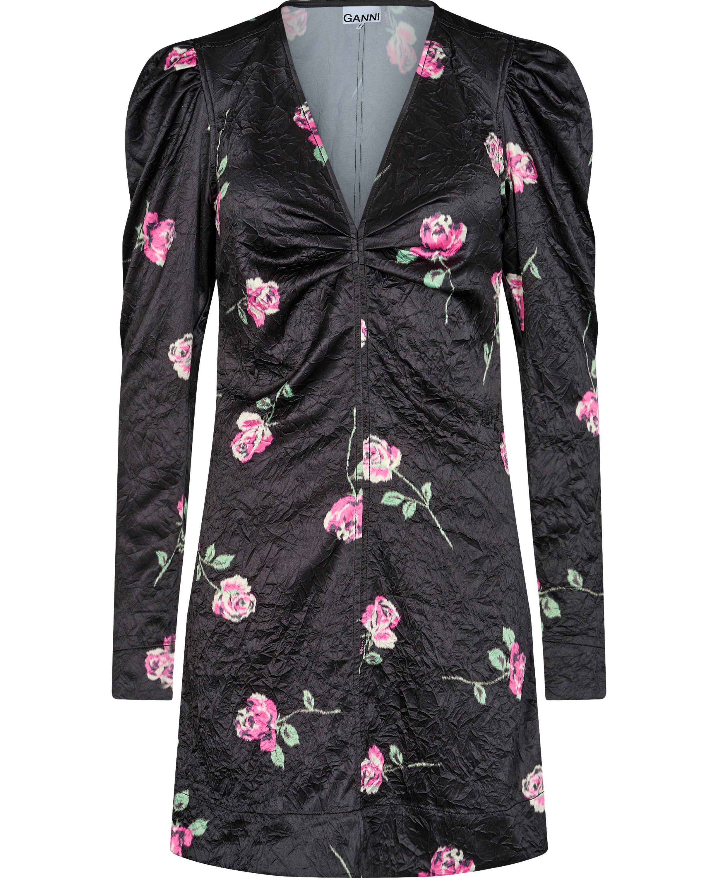 V-ringad minikl&auml;nning i krusad satin