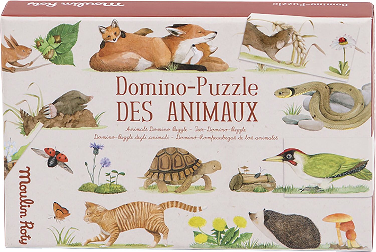 Moulin Roty - Spil - Domino puslespil - Dyr