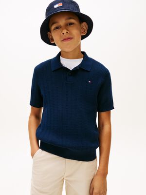 Regular Fit Open Knit Polo Shirt