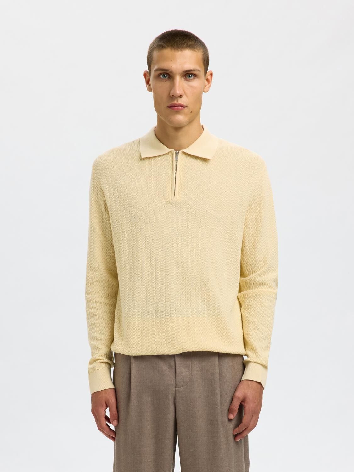 SLHCRAN LS KNIT STRUCTURE HALF ZIP