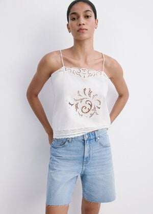 Straight low-rise denim Bermuda sho