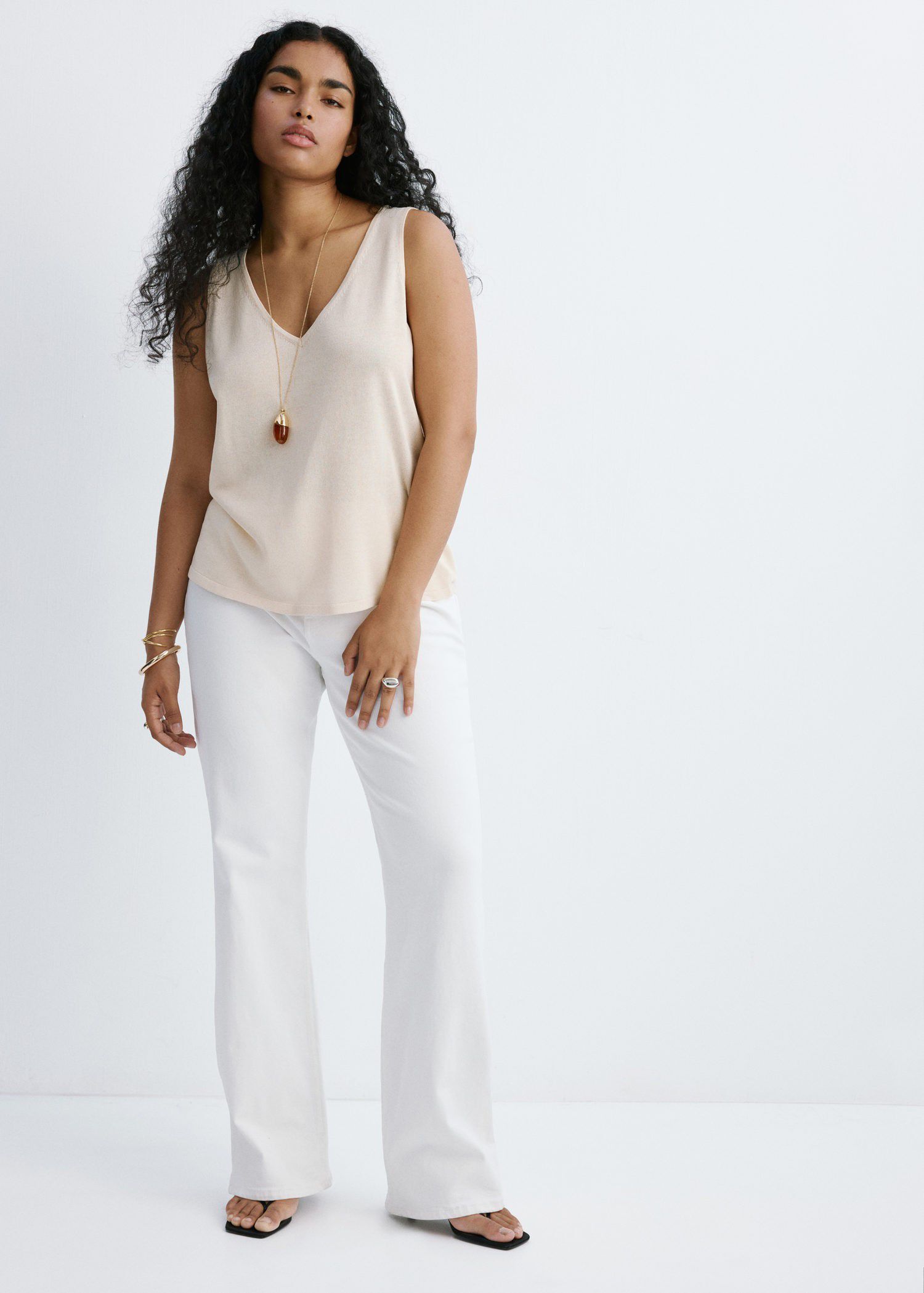 V-neck knit top