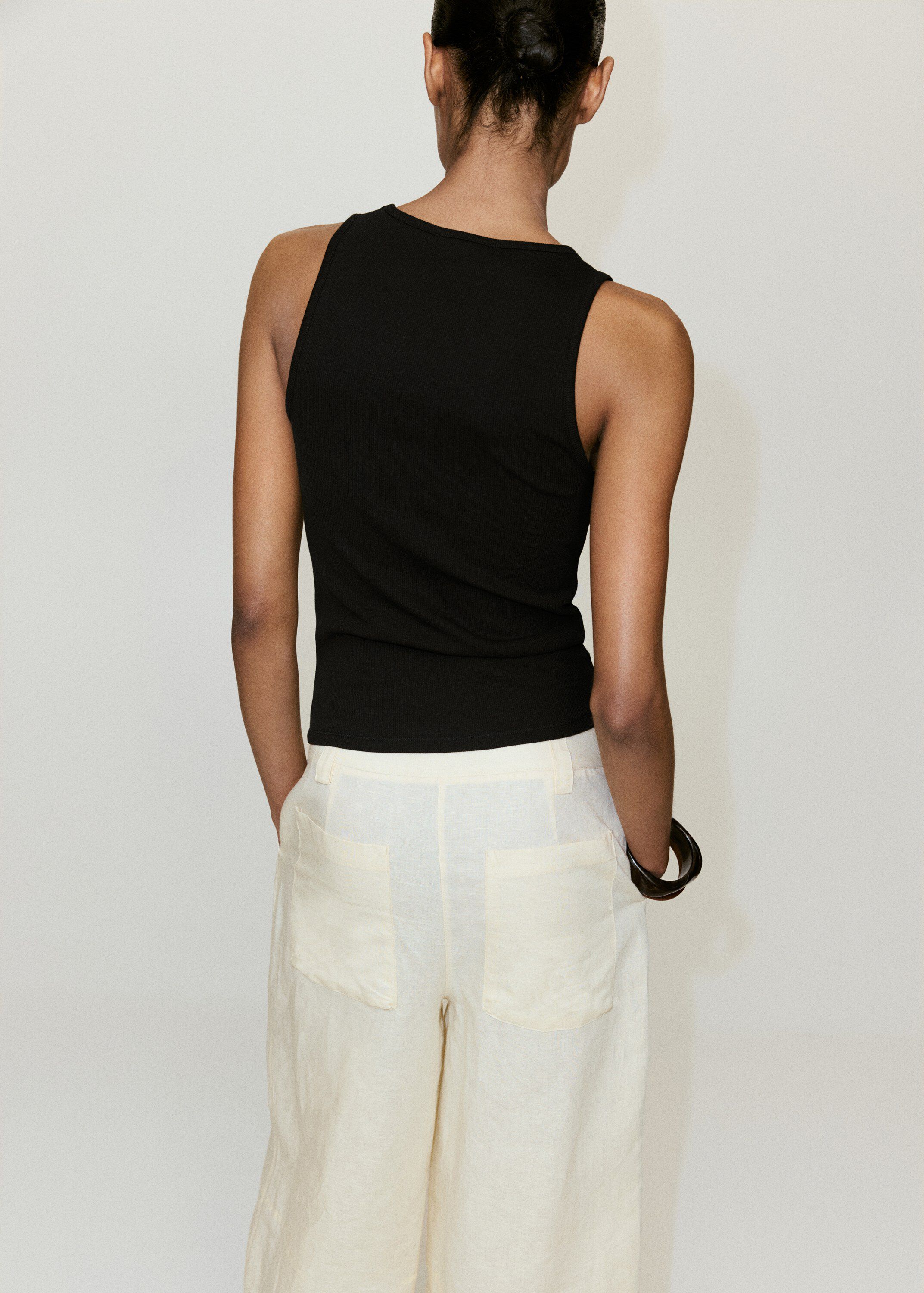 Ribbed cotton-blend top