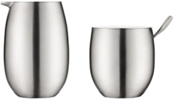 Set med socker- och gräddkanna, rostfritt stål