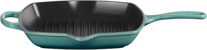Le Creuset Signature st&oslash;bejern kvadratisk grillpande 26cm Bleu Riviera