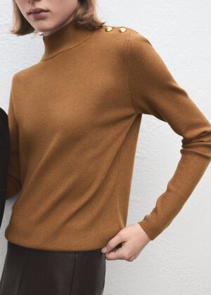 Perkins-neck sweater with button