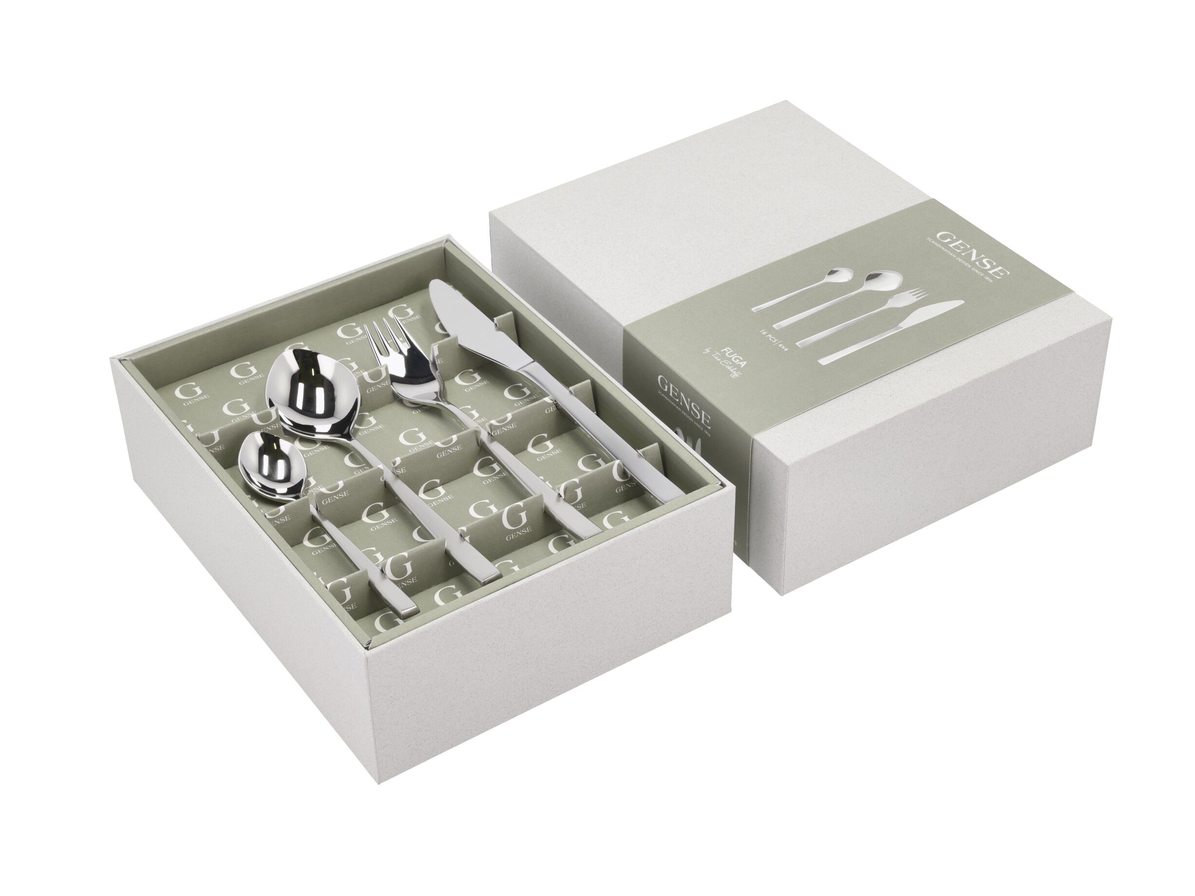 Bestickset Fuga 16 delar Matt/Blankt st&aring;l