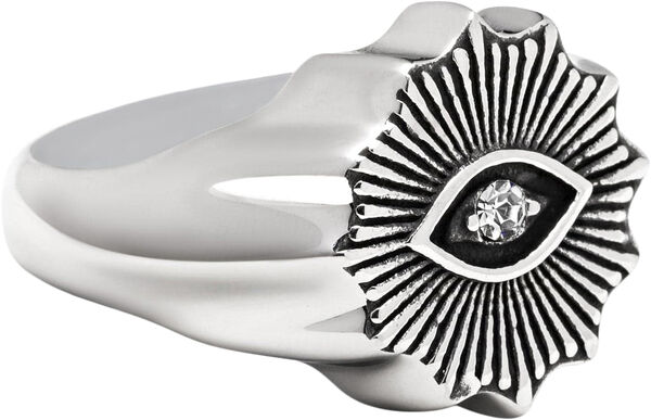 Men's Vintage Evil Eye Ring with Clear Crystal