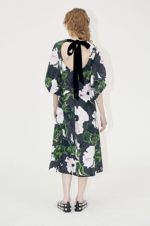3/4 Volume Sleeves Midi Dress, 2259 Structure Stretch