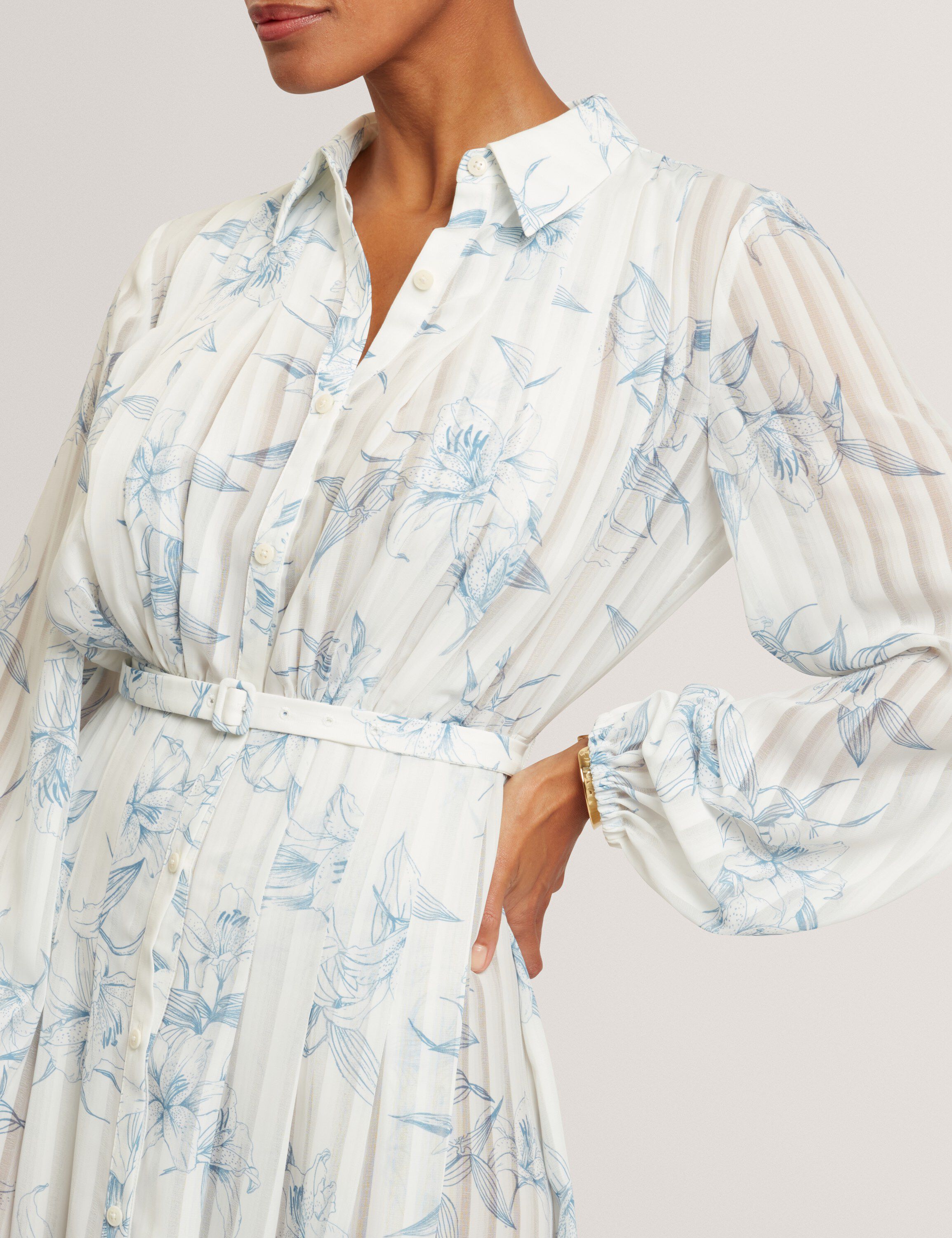 BERNIA Pleated Midi Printed Shirt D