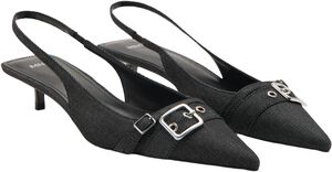 Kitten-heel shoes with buckle