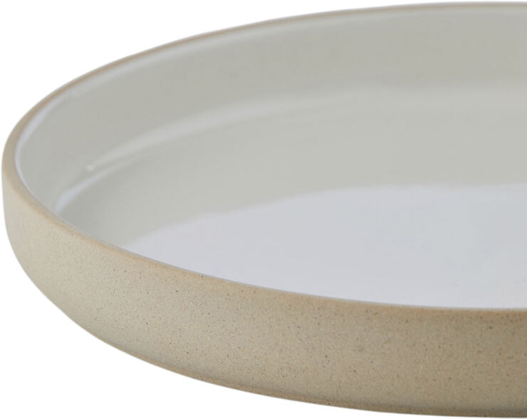CLAYWARE, SERVING BOWL, LARGE, LOW, CLAY SAND, GLAZE LIGHT G
