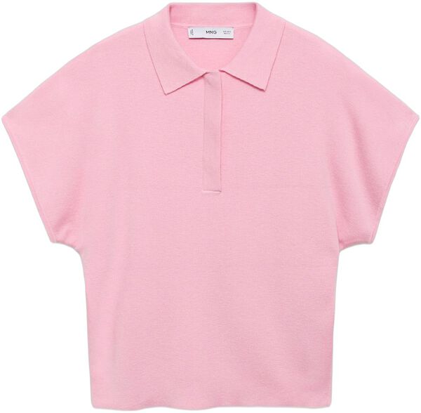 Short-sleeved polo-neck sweater