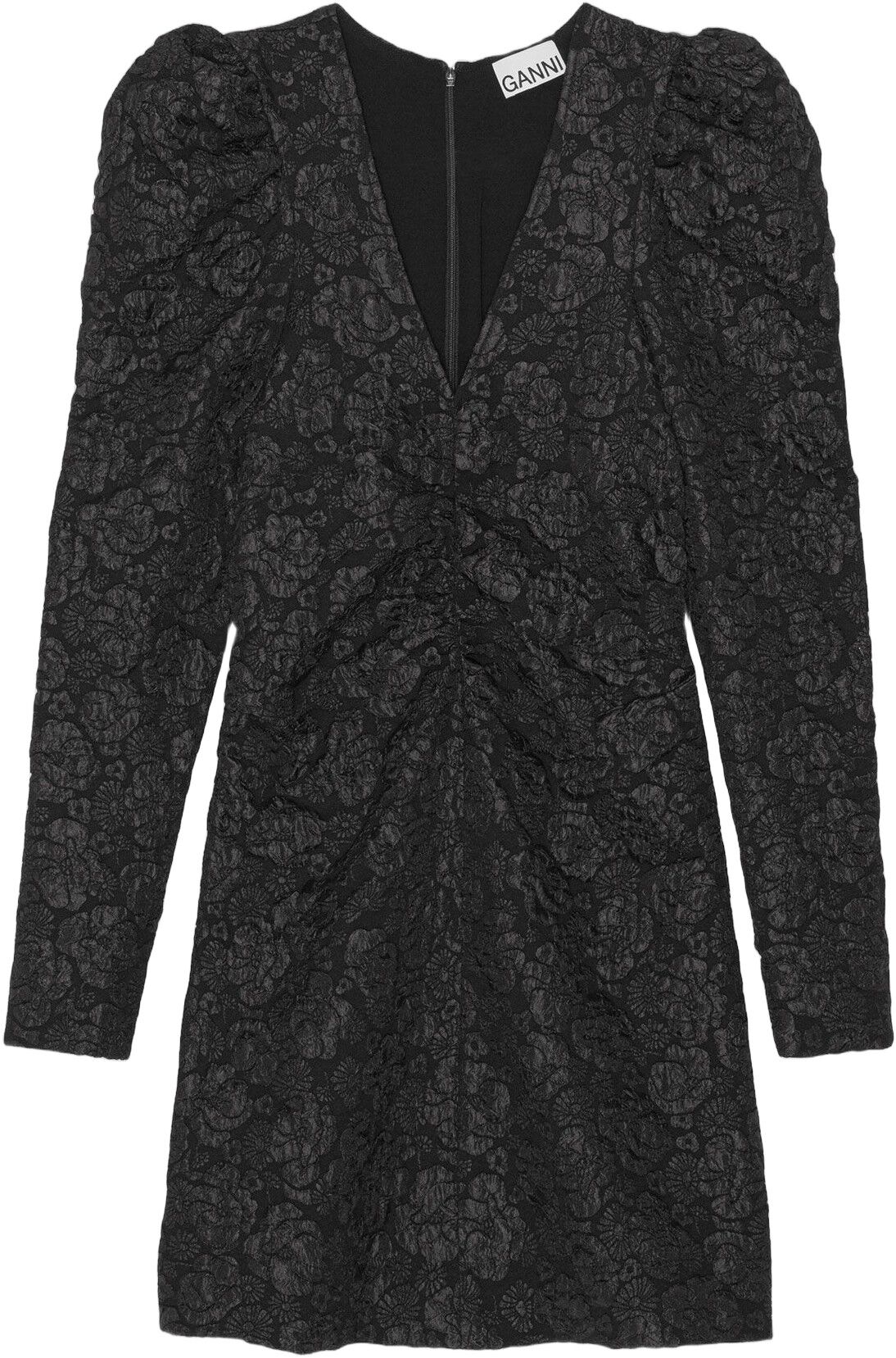 Stretch Jacquard V-neck Mini Dress